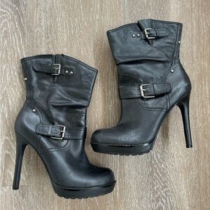 Jessica Simpson Valla Mid Calf Black High Heel Boots Size 8.5